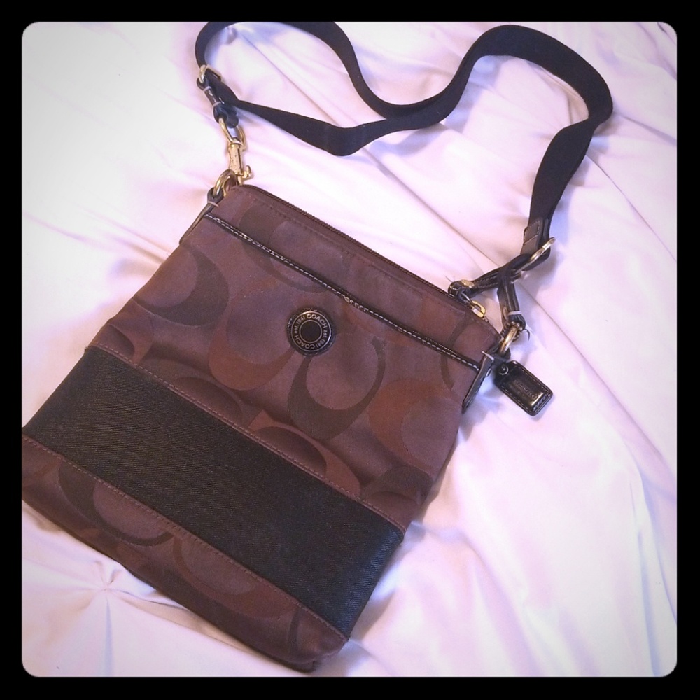 Coach crossbody brown letter bag